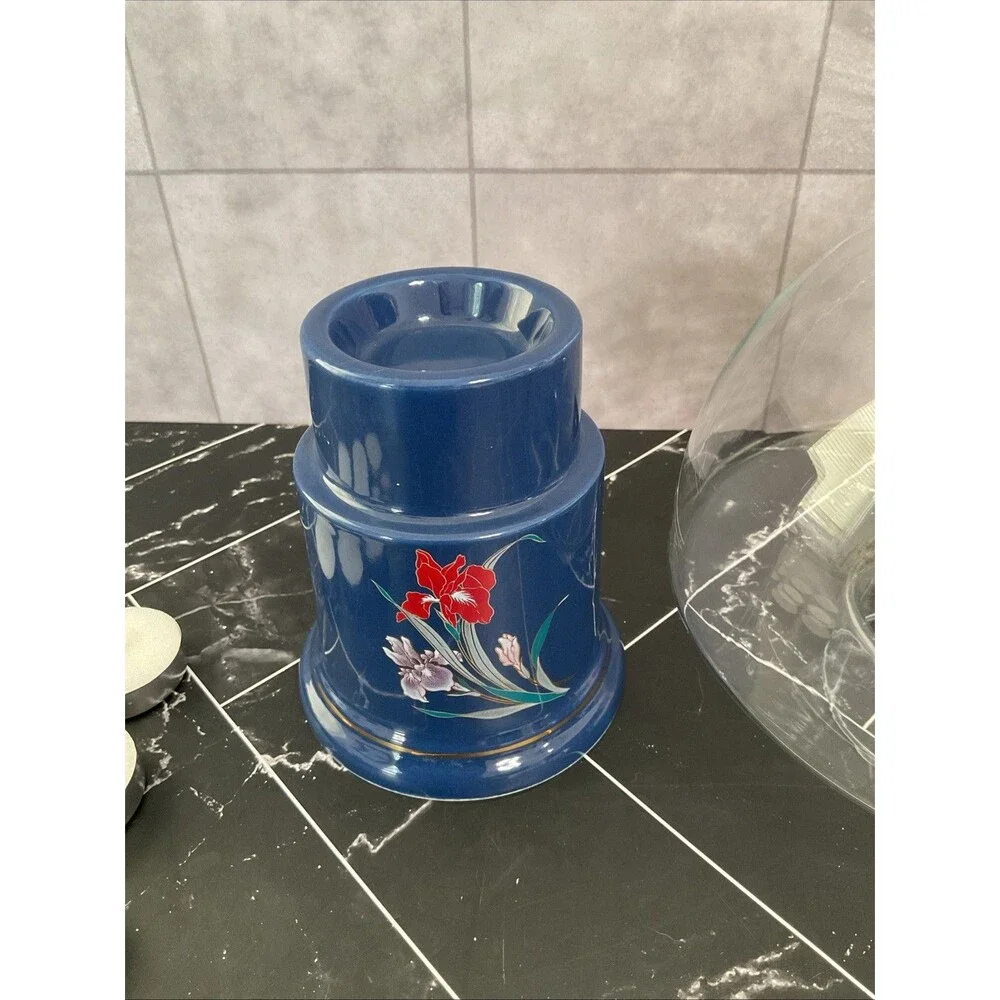 Classique Hurricane Lamp and Candle Blue Dynasty Jay Imports Co. Made in Japan